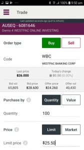 Westpac Stock App - Order Types