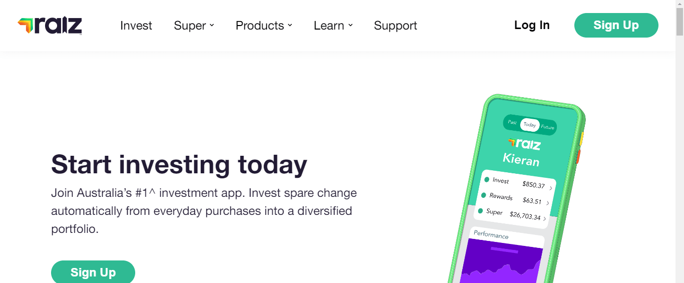 raiz website homepage