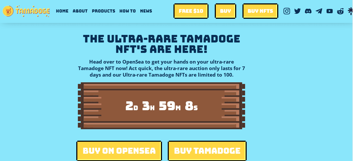 Tamadoge home page