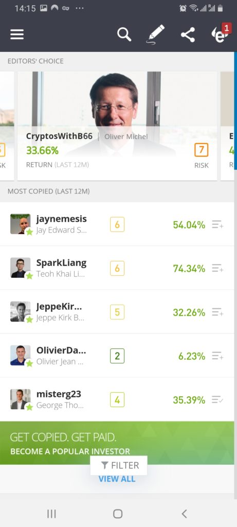 eToro copy trading