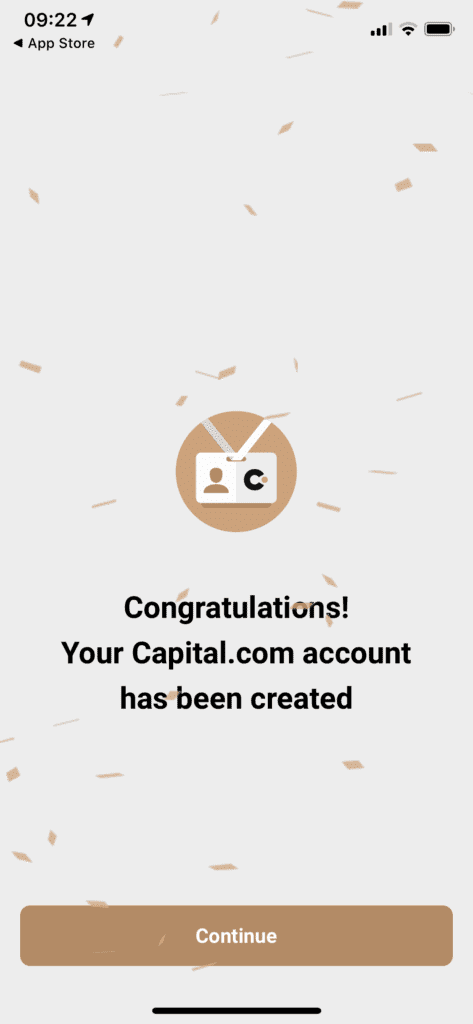 capital.com signup congrats