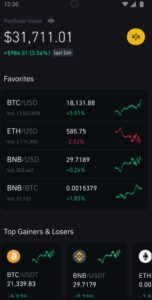 Binance App Dashboard