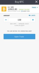 eToro Buy Bitcoin on Mobile App
