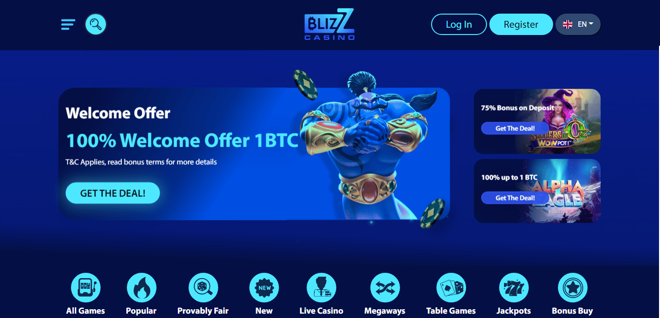 Blizz Casino Home Page