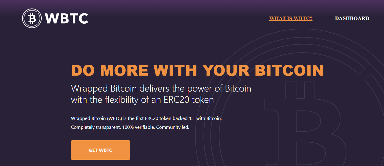 Wrapped bitcoin homepage