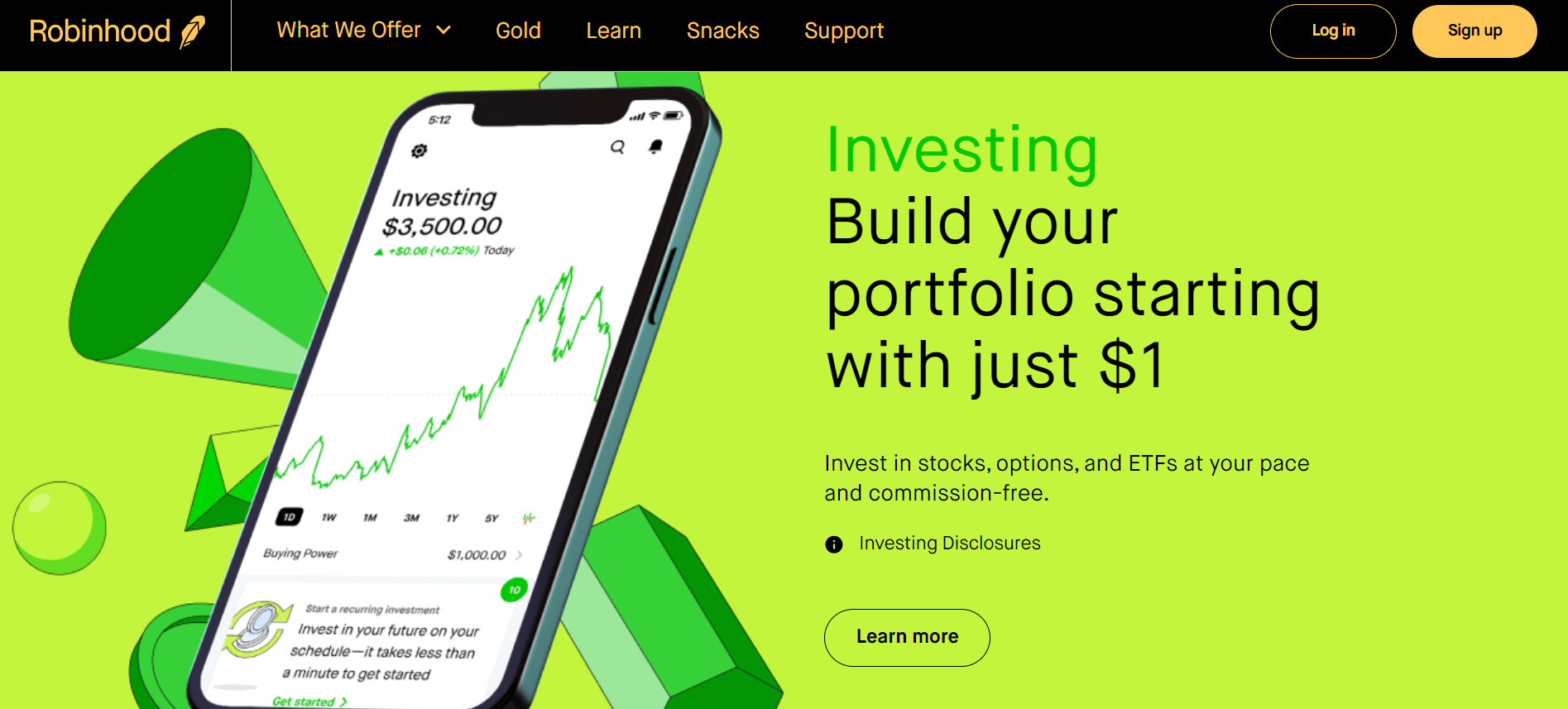 Robinhood homepage