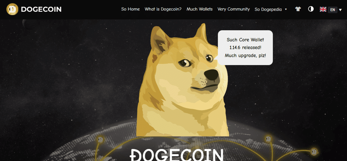 Dogecoin site homepage