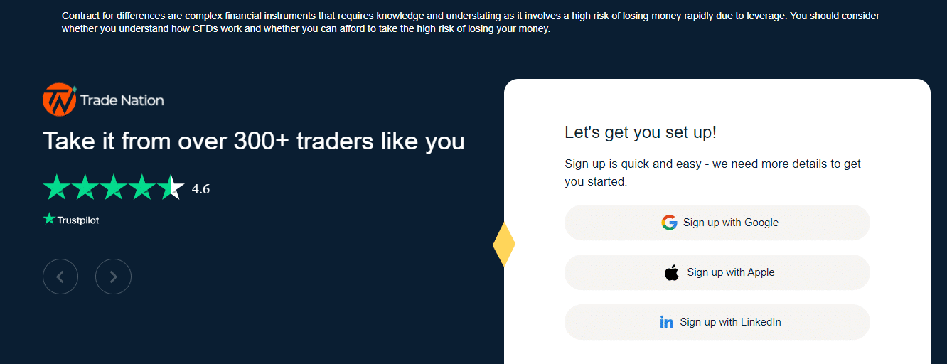 Register on trade nation